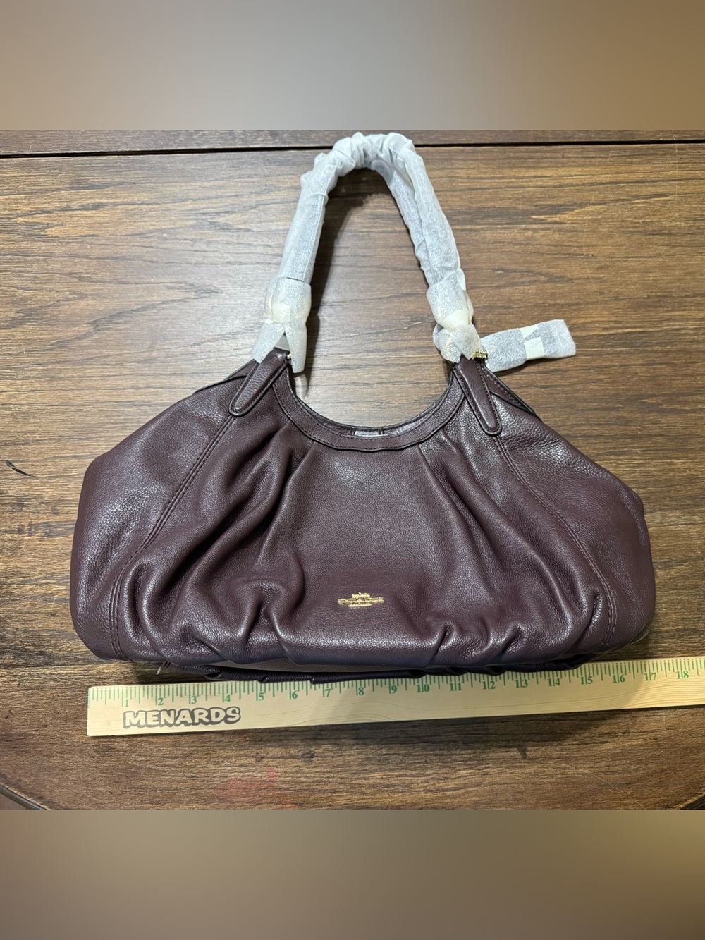 Coach Pebbled Leather Shoulder Bag in Plum Brown - Picture 7 of 12